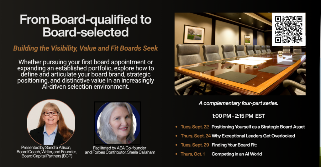 Sandra Allison presents a series a educational events for people to become board selected.